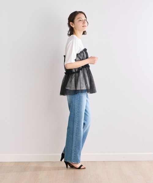 INED CLARO（イネドクラロ）の「チュールレイヤードTシャツ（Tシャツ/カットソー・レディース・オフホワイト/ベージュ・フリー）」の5枚目の写真