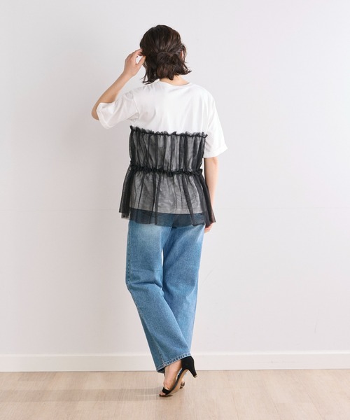 INED CLARO（イネドクラロ）の「チュールレイヤードTシャツ（Tシャツ/カットソー・レディース・オフホワイト/ベージュ・フリー）」の7枚目の写真