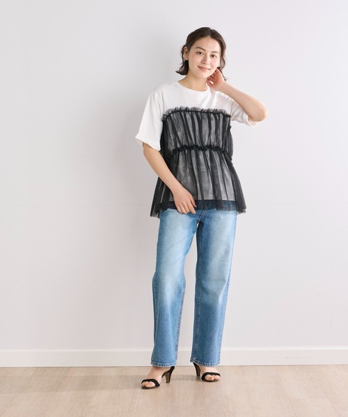 INED CLARO（イネドクラロ）の「チュールレイヤードTシャツ（Tシャツ/カットソー・レディース・オフホワイト/ベージュ・フリー）」の8枚目の写真