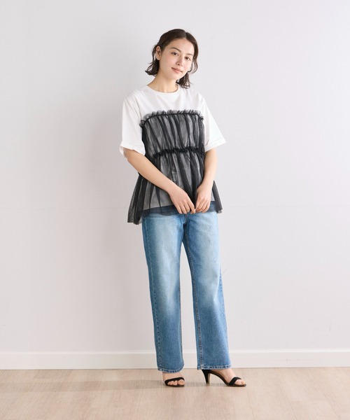 INED CLARO（イネドクラロ）の「チュールレイヤードTシャツ（Tシャツ/カットソー・レディース・オフホワイト/ベージュ・フリー）」の9枚目の写真