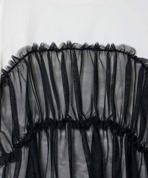 INED CLARO（イネドクラロ）の「チュールレイヤードTシャツ（Tシャツ/カットソー・レディース・オフホワイト/ベージュ・フリー）」の10枚目の写真