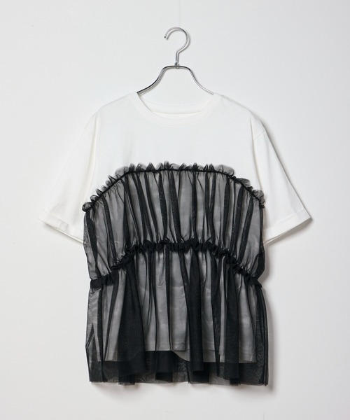 INED CLARO（イネドクラロ）の「チュールレイヤードTシャツ（Tシャツ/カットソー・レディース・オフホワイト/ベージュ・フリー）」の11枚目の写真
