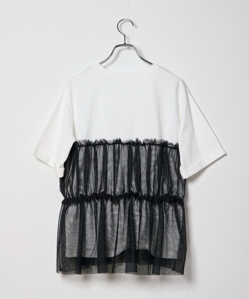 INED CLARO（イネドクラロ）の「チュールレイヤードTシャツ（Tシャツ/カットソー・レディース・オフホワイト/ベージュ・フリー）」の12枚目の写真