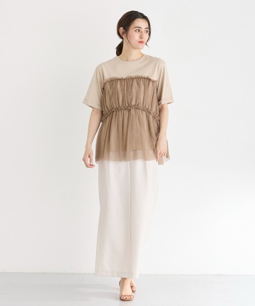 INED CLARO（イネドクラロ）の「チュールレイヤードTシャツ（Tシャツ/カットソー・レディース・オフホワイト/ベージュ・フリー）」の14枚目の写真