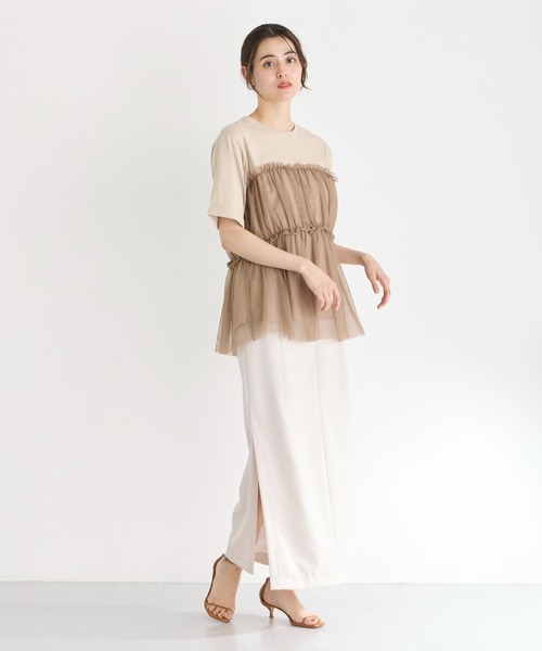 INED CLARO（イネドクラロ）の「チュールレイヤードTシャツ（Tシャツ/カットソー・レディース・オフホワイト/ベージュ・フリー）」の15枚目の写真