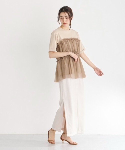 INED CLARO（イネドクラロ）の「チュールレイヤードTシャツ（Tシャツ/カットソー・レディース・オフホワイト/ベージュ・フリー）」の16枚目の写真