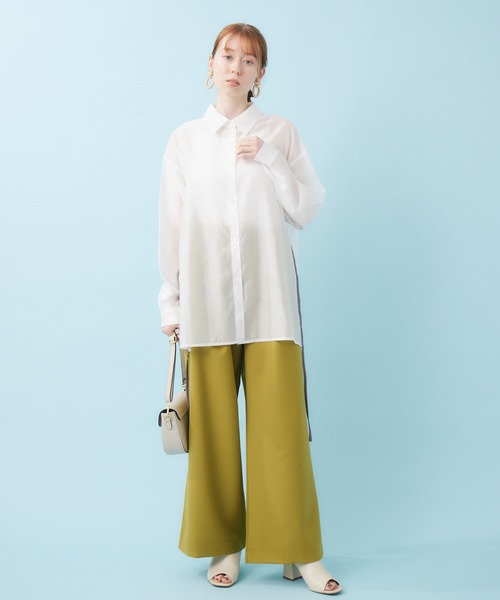 Paradise Picnic（パラダイスピクニック）の「サイドドロストシャツ（シャツ/ブラウス・レディース・ブラック/ホワイト・FREE）」の12枚目の写真