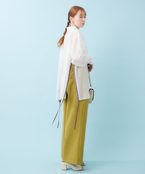 Paradise Picnic（パラダイスピクニック）の「サイドドロストシャツ（シャツ/ブラウス・レディース・ブラック/ホワイト・FREE）」の17枚目の写真