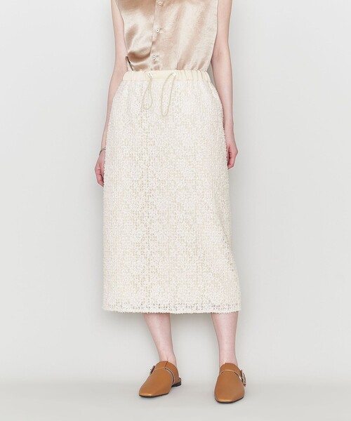 ASTRAET（アストラット）の「＜ASTRAET＞カットジャカード ウエストゴム タイトスカート（スカート・レディース・オフホワイト/ブラック・0/1）」の2枚目の写真