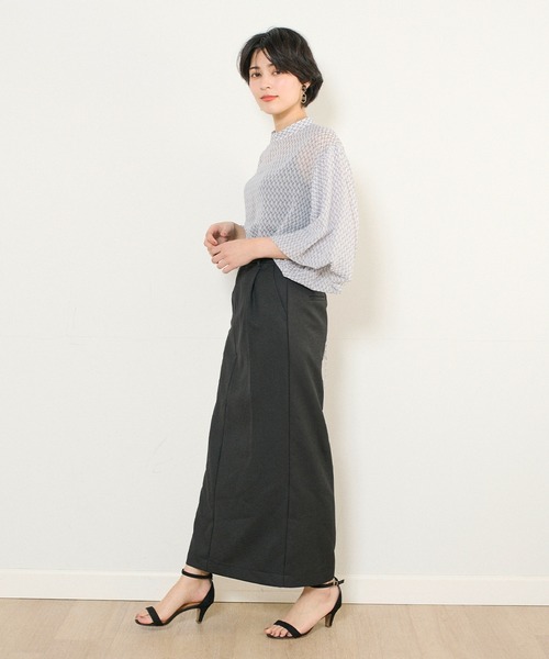 INED CLARO(イネドクラロ)の「リネンライク Iラインスカート【セットアップ対応】(スカート・レディース・ブラック/ベージュ・フリー)」の4枚目の写真