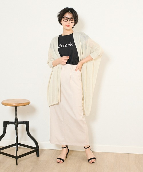 INED CLARO(イネドクラロ)の「リネンライク Iラインスカート【セットアップ対応】(スカート・レディース・ブラック/ベージュ・フリー)」の9枚目の写真