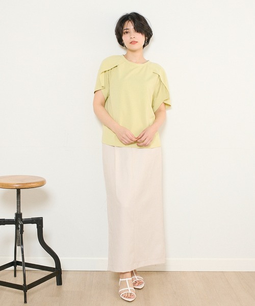 INED CLARO(イネドクラロ)の「リネンライク Iラインスカート【セットアップ対応】(スカート・レディース・ブラック/ベージュ・フリー)」の10枚目の写真