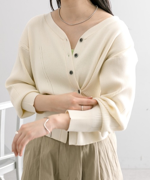 mystic（ミスティック）の「【4色展開】NEWレイヤードボタンカーディガン（カーディガン/ボレロ・レディース・イエロー/オレンジ/アイボリー/ブラック・FREE）」の10枚目の写真