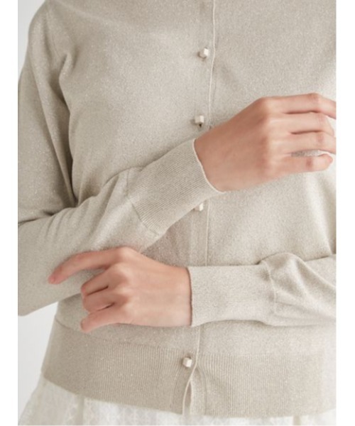 celford フラッフィーカーディガン WHT ホワイト シルクブレンドビジューネックカーディガン(カーディガン)｜TOPS