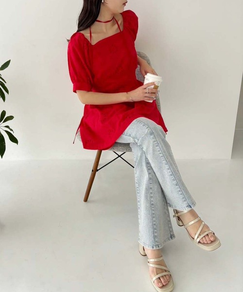 Seemi. byNICECLAUP( シーミーバイナイスクラップ)の「【Seemi.】美シルエット/ストレッチデニムパンツ(デニムパンツ・レディース・ネイビー/ケミカルウォッシュ/サックスブルー・MEDIUM/SMALL)」の5枚目の写真