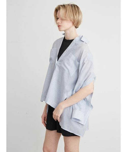 styling/(スタイリング)の「サイドスリットシャツ(シャツ/ブラウス・レディース・サックスブルー/ホワイト/モカ・FREE)」の17枚目の写真