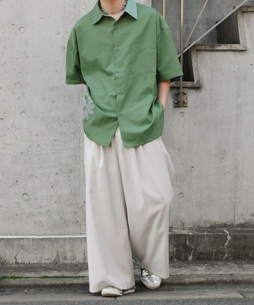 NILWAY(ニルウェイ)の「Flower print short sleeve shirt/フラワープリント 半袖シャツ(シャツ/ブラウス・メンズ・ライトグレー/ミント/チャコールグレー・LARGE/MEDIUM)」の11枚目の写真