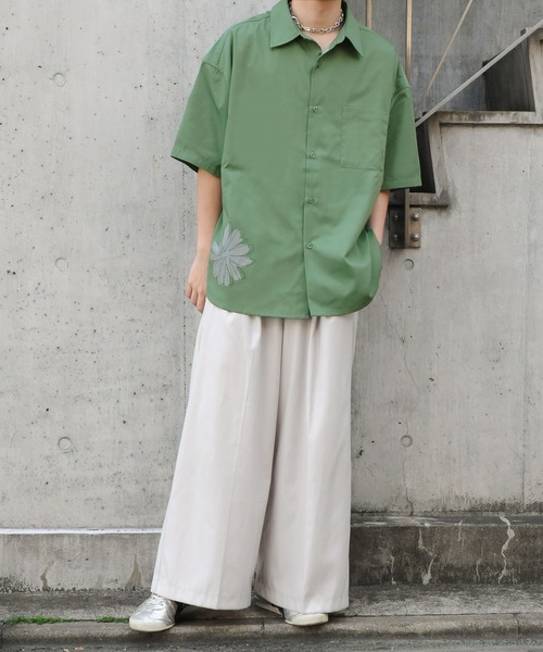 NILWAY(ニルウェイ)の「Flower print short sleeve shirt/フラワープリント 半袖シャツ(シャツ/ブラウス・メンズ・ライトグレー/ミント/チャコールグレー・LARGE/MEDIUM)」の12枚目の写真