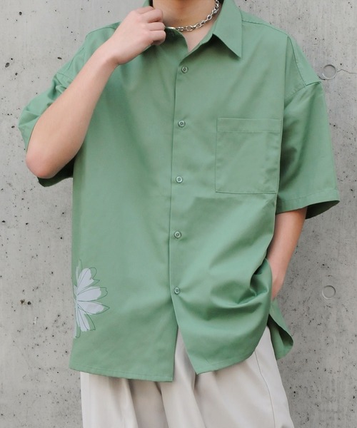 NILWAY(ニルウェイ)の「Flower print short sleeve shirt/フラワープリント 半袖シャツ(シャツ/ブラウス・メンズ・ライトグレー/ミント/チャコールグレー・LARGE/MEDIUM)」の21枚目の写真