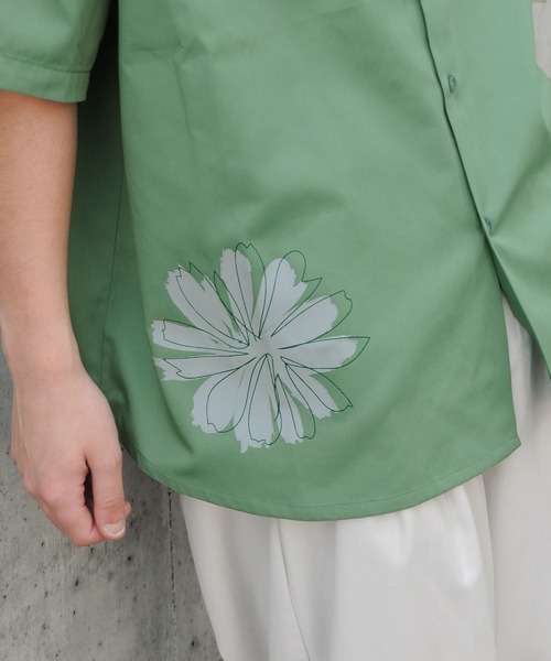 NILWAY(ニルウェイ)の「Flower print short sleeve shirt/フラワープリント 半袖シャツ(シャツ/ブラウス・メンズ・ライトグレー/ミント/チャコールグレー・LARGE/MEDIUM)」の22枚目の写真