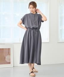 レイヤード風ウエストドロストワンピース