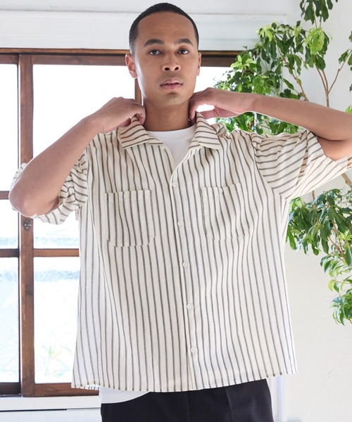 セール】メンズ マルチストライプシャツ（シャツ/ブラウス）｜coca