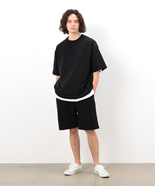 Purple&Yellow（パープルアンドイエロー）の「ドローストリング半袖プルオーバー（Tシャツ/カットソー・メンズ・グリーン/グレイッシュベージュ/ブラック・MEDIUM/LARGE/SMALL）」の4枚目の写真