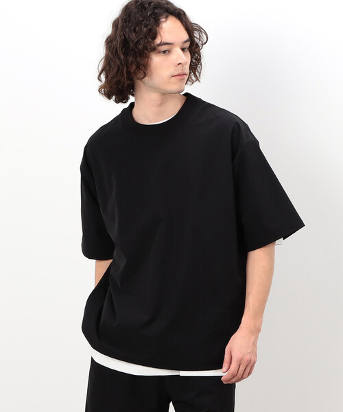 Purple&Yellow（パープルアンドイエロー）の「ドローストリング半袖プルオーバー（Tシャツ/カットソー・メンズ・グリーン/グレイッシュベージュ/ブラック・MEDIUM/LARGE/SMALL）」の5枚目の写真