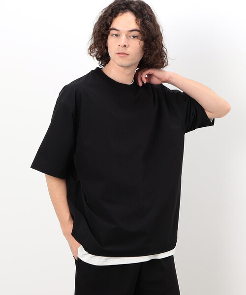 Purple&Yellow（パープルアンドイエロー）の「ドローストリング半袖プルオーバー（Tシャツ/カットソー・メンズ・グリーン/グレイッシュベージュ/ブラック・MEDIUM/LARGE/SMALL）」の6枚目の写真