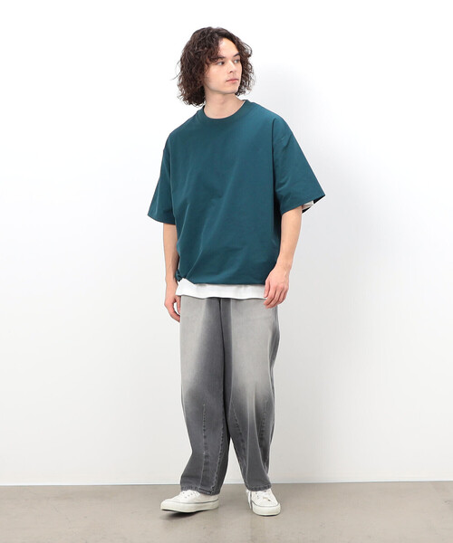 Purple&Yellow（パープルアンドイエロー）の「ドローストリング半袖プルオーバー（Tシャツ/カットソー・メンズ・グリーン/グレイッシュベージュ/ブラック・MEDIUM/LARGE/SMALL）」の10枚目の写真