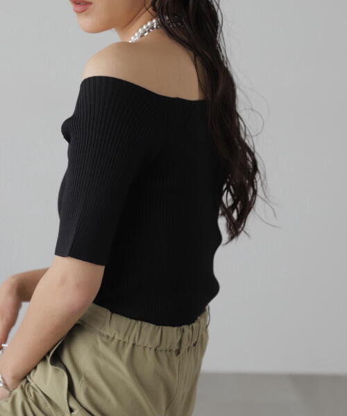 FREE'S MART（フリーズマート）の「◆コンパクトオフショルリブニット（ニット/セーター・レディース・ブルー/グレー/ホワイト/ブラック・FREE）」の8枚目の写真