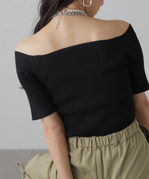 FREE'S MART（フリーズマート）の「◆コンパクトオフショルリブニット（ニット/セーター・レディース・ブルー/グレー/ホワイト/ブラック・FREE）」の9枚目の写真