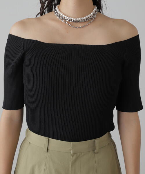 FREE'S MART（フリーズマート）の「◆コンパクトオフショルリブニット（ニット/セーター・レディース・ブルー/グレー/ホワイト/ブラック・FREE）」の11枚目の写真