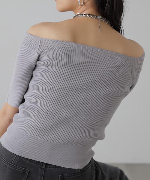 FREE'S MART（フリーズマート）の「◆コンパクトオフショルリブニット（ニット/セーター・レディース・ブルー/グレー/ホワイト/ブラック・FREE）」の22枚目の写真