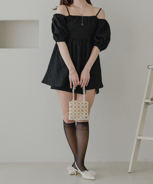 Ambre Neige(アンブルネージュ)の「off shoulder peplum tops / ポコポコオフショルペプラムトップス(Tシャツ/カットソー・レディース・ブラック/ライトピンク/アイボリー・FREE)」の17枚目の写真