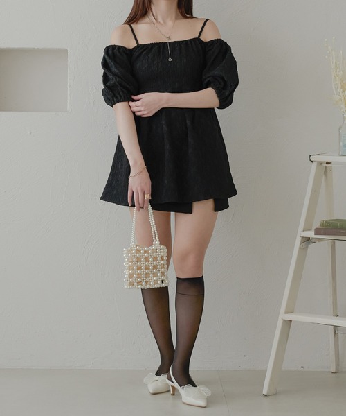 Ambre Neige(アンブルネージュ)の「off shoulder peplum tops / ポコポコオフショルペプラムトップス(Tシャツ/カットソー・レディース・ブラック/ライトピンク/アイボリー・FREE)」の14枚目の写真