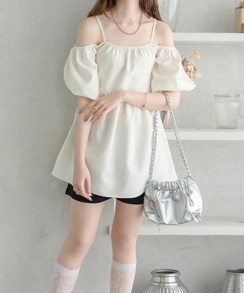 セール】off shoulder peplum tops / ポコポコオフショル