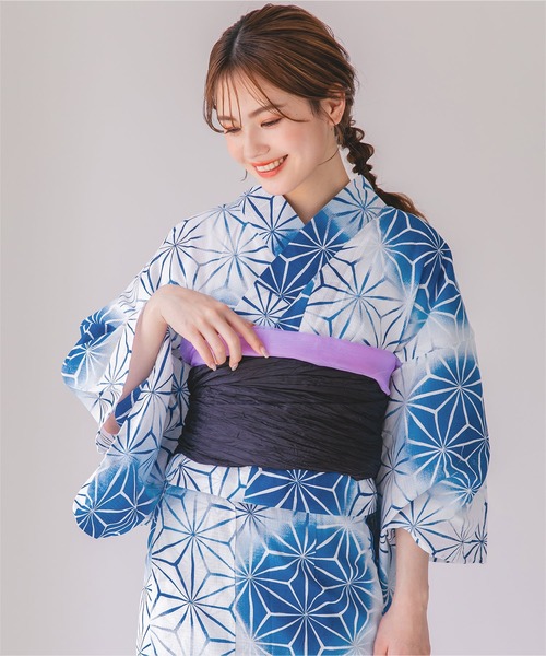 [単品]ふんわり麻の葉柄セパレート浴衣