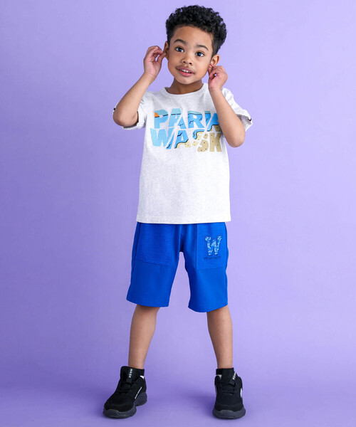 WASK（ワスク）の「袖折り返しブロックプリント天竺Tシャツ(100~160cm)（Tシャツ/カットソー・キッズ・ブルー/グレー・130cm/140cm/150cm/110cm/120cm/160cm/100cm）」の6枚目の写真