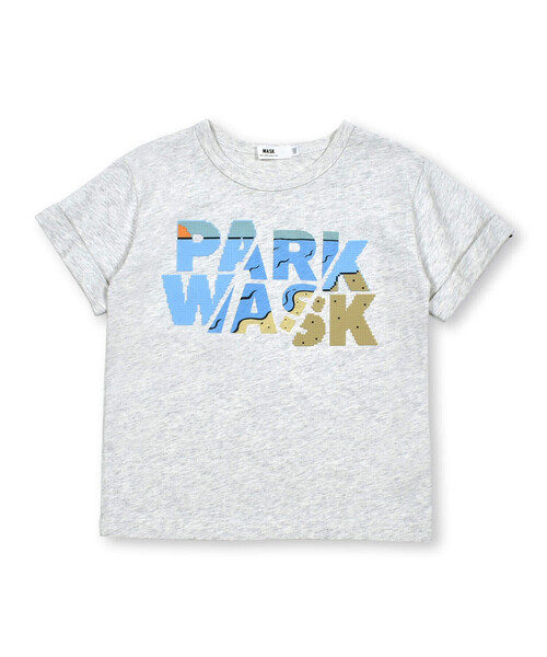 セール】袖折り返しブロックプリント天竺Tシャツ(100~160cm)（T