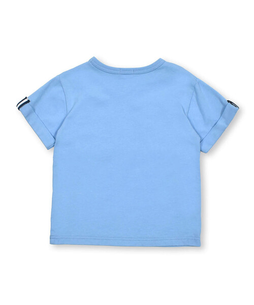 セール】袖折り返しブロックプリント天竺Tシャツ(100~160cm)（T