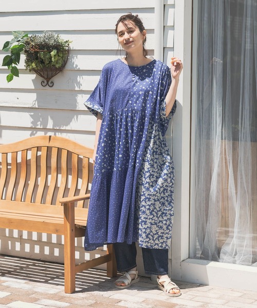 セール】パッチワークプリントワンピース[プチ・プラスサイズあり