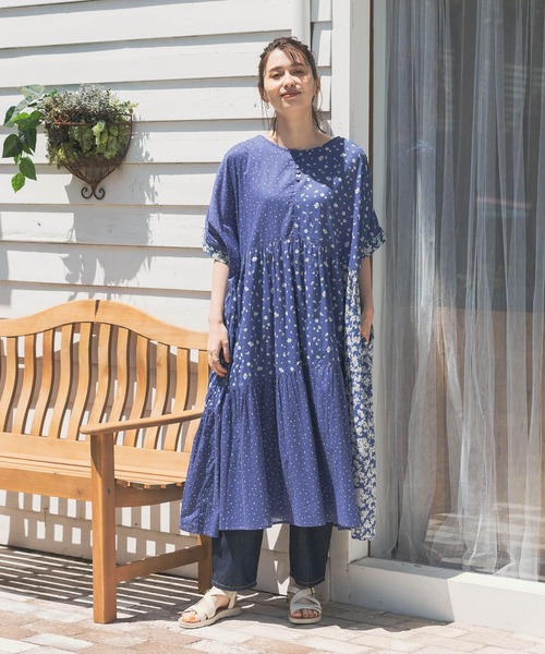 セール】パッチワークプリントワンピース[プチ・プラスサイズあり