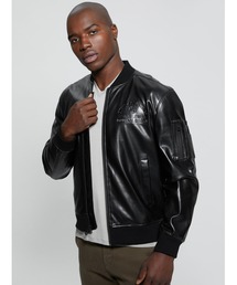 Guess | DISTRICT Faux Leather Bomber ジャケット ブルゾン(ブルゾン)