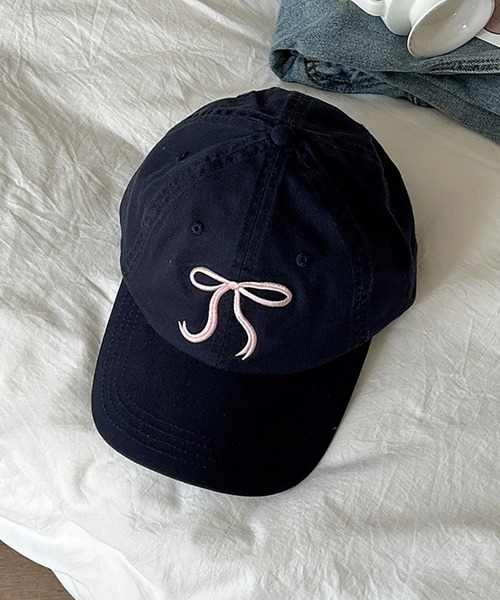 LAFFMO（ラフモ）の「リボンデザインキャップ（キャップ・レディース・ネイビー/イエロー/ピンク・F）」の2枚目の写真