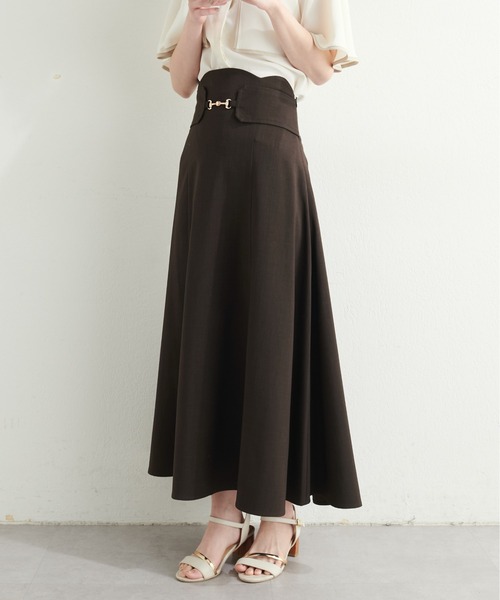 natural couture（ナチュラルクチュール）の「ビット付スカラップフレアスカート（スカート・レディース・アイボリー/グレー/その他1/ダークブラウン・FREE）」の21枚目の写真