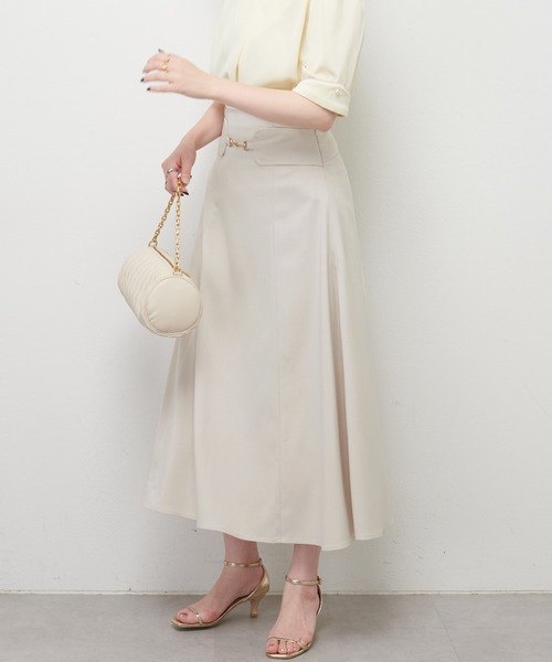natural couture（ナチュラルクチュール）の「ビット付スカラップフレアスカート（スカート・レディース・アイボリー/グレー/その他1/ダークブラウン・FREE）」の6枚目の写真