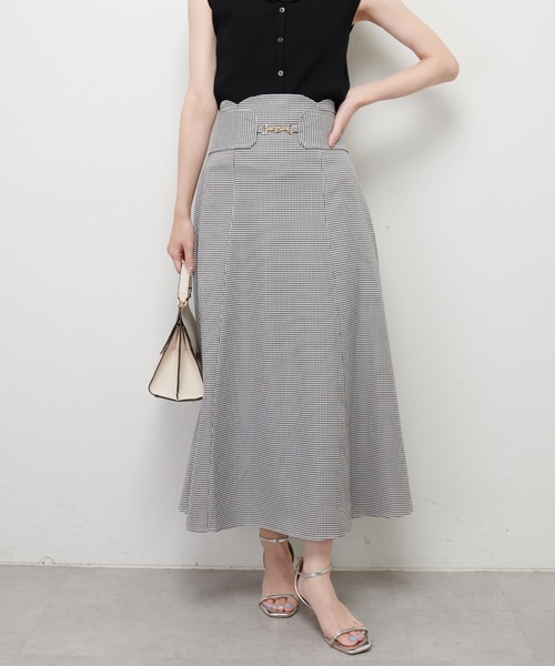 natural couture（ナチュラルクチュール）の「ビット付スカラップフレアスカート（スカート・レディース・アイボリー/グレー/その他1/ダークブラウン・FREE）」の17枚目の写真