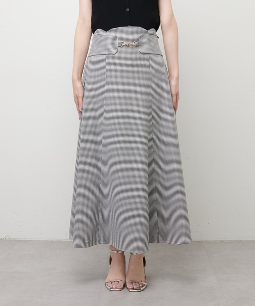 natural couture（ナチュラルクチュール）の「ビット付スカラップフレアスカート（スカート・レディース・アイボリー/グレー/その他1/ダークブラウン・FREE）」の10枚目の写真