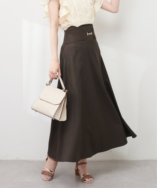 natural couture（ナチュラルクチュール）の「ビット付スカラップフレアスカート（スカート・レディース・アイボリー/グレー/その他1/ダークブラウン・FREE）」の15枚目の写真